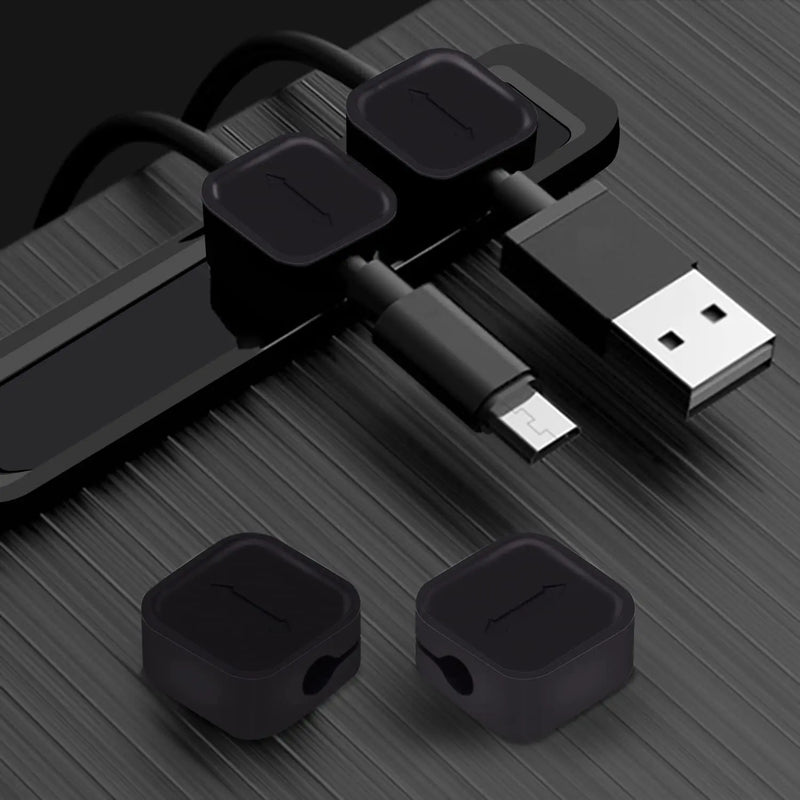 OYE 4 pezzi clip portacavi magnetici clip per cavi gestione cavi organizzatore per cavi max. 5 mm scrivania parete cavo USB cavo di alimentazione cavo Mose nero (adatto max. 5 mm)